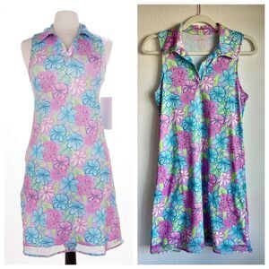 NWOT Gottex Women's Golf Tennis Pickleball Sleeveless Polo Bloom Dress Floral XS
